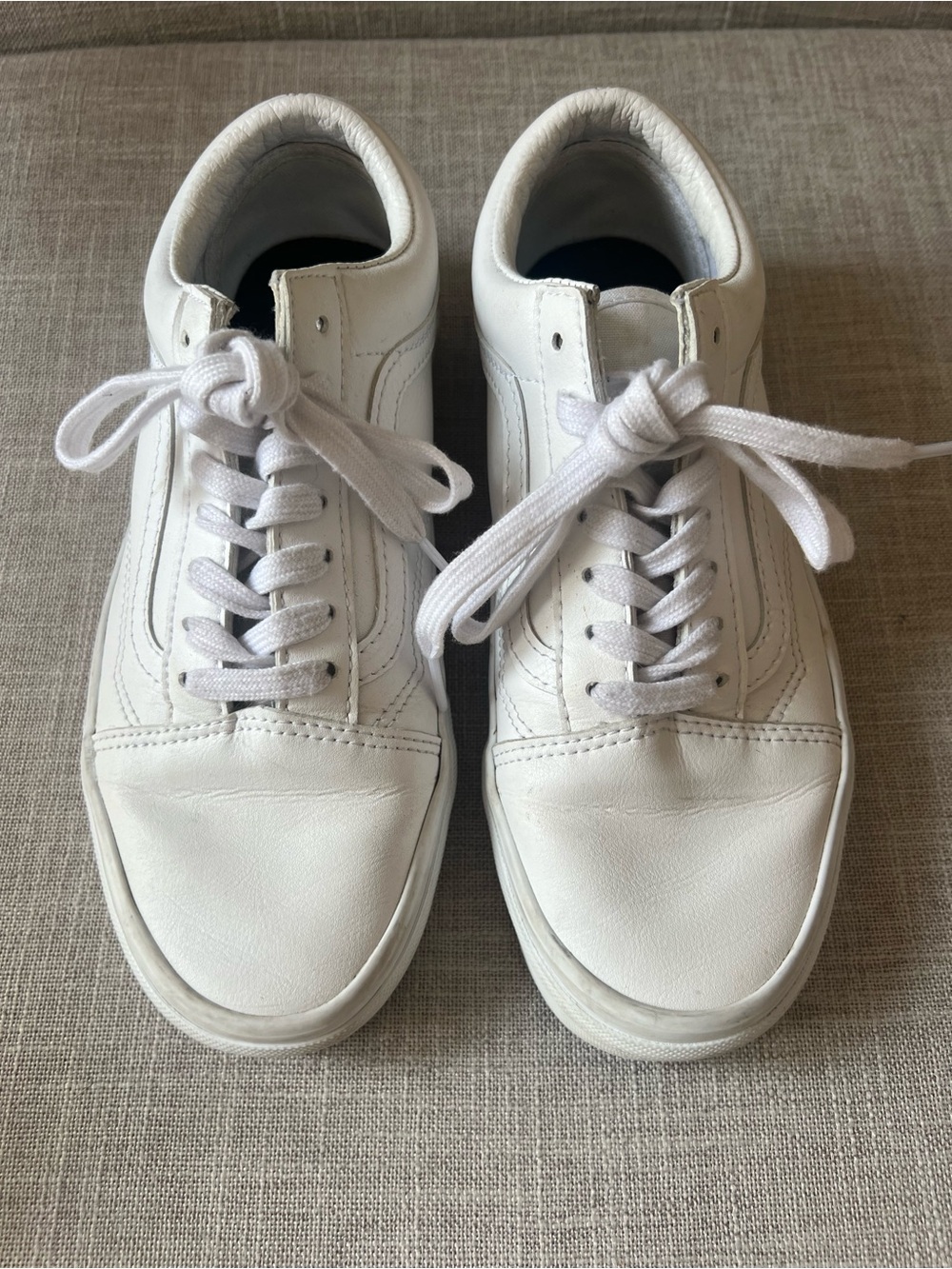 Vans Classic White Leather Sneakers, women’s 7.5, low top, casual streetwear